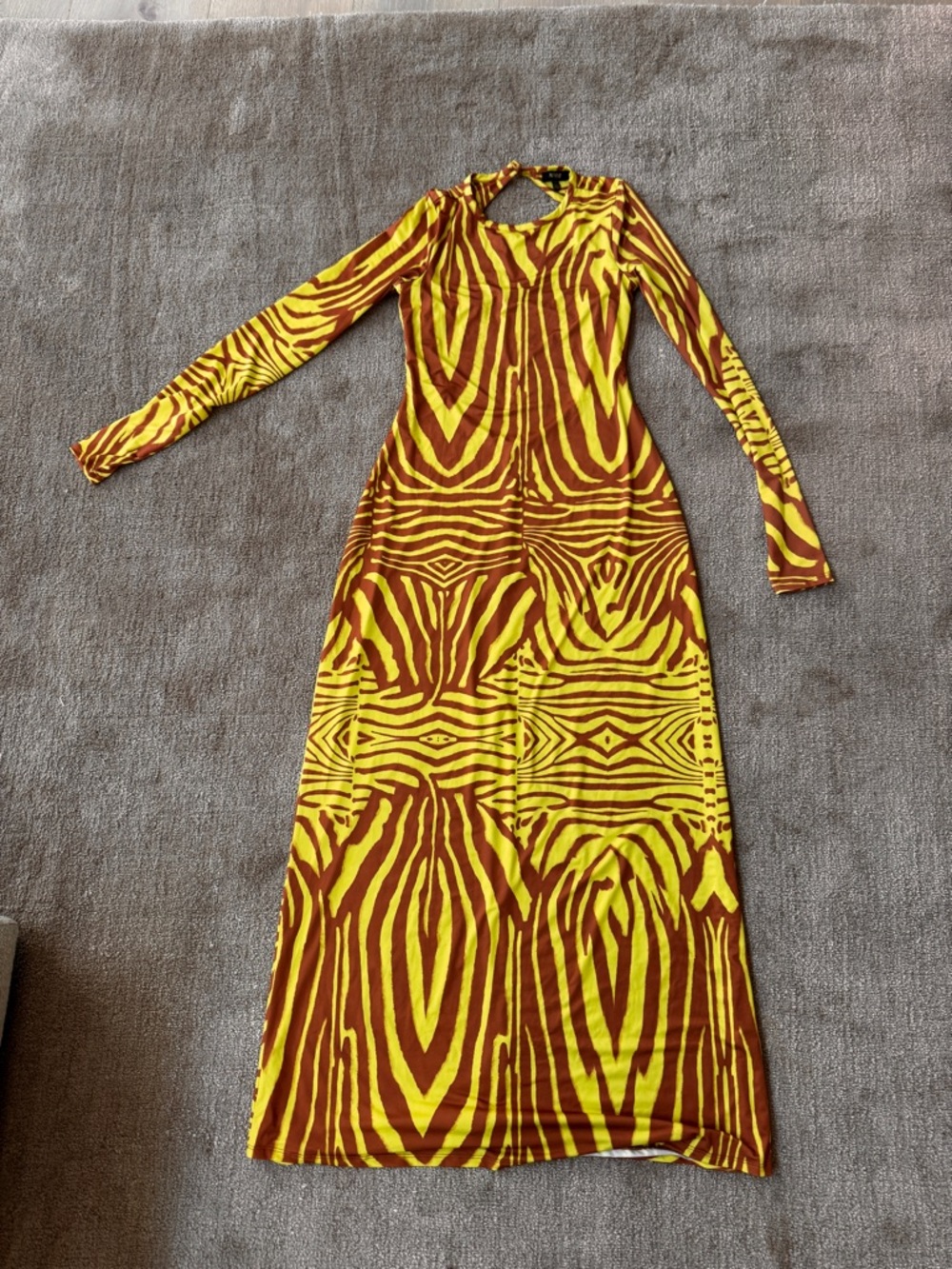 AFRM Yellow and Brown Animal-Print Maxi Dress